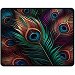 Peacock Feathers Nature Feather Pattern Two Sides Fleece Blanket (Medium) 58.8 x47.4  Blanket Front