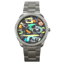 Repetition Seamless Child Sketch Sport Metal Watch by danenraven