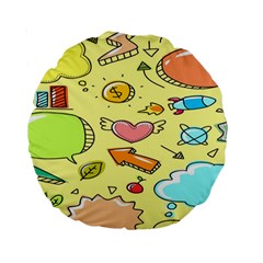 Cute Sketch Child Graphic Funny Standard 15  Premium Round Cushions by danenraven
