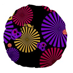 Seamless Halloween Day Of The Dead Large 18  Premium Flano Round Cushions by danenraven