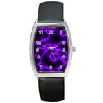 Purple Pattern Background Structure Barrel Style Metal Watch Front