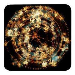 Science Fiction Background Fantasy Square Glass Fridge Magnet (4 Pack) by danenraven
