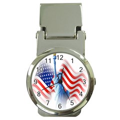 Statue Of Liberty And Usa Flag Art Money Clip Watches by danenraven