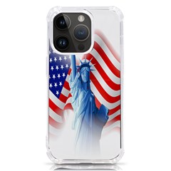 Statue Of Liberty And Usa Flag Art Iphone 14 Pro Tpu Uv Print Case by danenraven