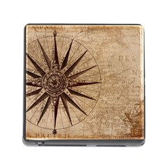 Compass Map Nautical Antique Memory Card Reader (square 5 Slot) by Mog4mog4