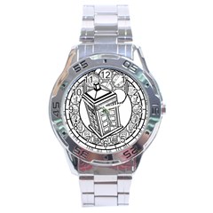 Bad Wolf Tardis Art Drawing Doctor Who Stainless Steel Analogue Watch by Mog4mog4