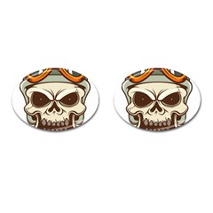 Motorcycle Helmet Skull Clip Art Cranial Skeleton Cufflinks (oval) by Mog4mog4