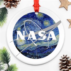Vincent Van Gogh Starry Night Art Painting Planet Galaxy Ornament (round) by Mog4mog4