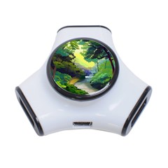 Landscape Illustration Nature Forest River Water 3-port Usb Hub by Mog4mog4
