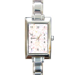 Weather Umbrella Rain Cloud Seamless Doodle Pattern Rectangle Italian Charm Watch by Bakwanart