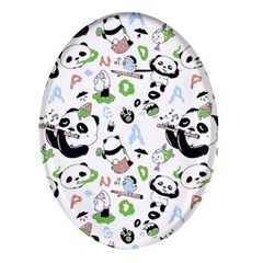 Giant Panda Bear Pattern Oval Glass Fridge Magnet (4 Pack) by Bakwanart