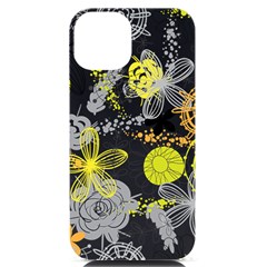 Doodle Flowers Hand Drawing Pattern Iphone 14 Black Uv Print Case by Bakwanart