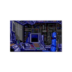 Blue Computer Monitor With Chair Game Digital Wallpaper, Digital Art Sticker Rectangular (10 Pack) by Bakwanart