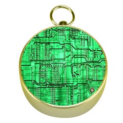 Green Circuit Board Computer Gold Compasses by Bakwanart