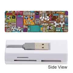Pattern Design Art Techno Dj Music Retro Music Device Memory Card Reader (stick) by Bakwanart