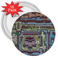 Arcade Game Retro Pattern 3  Buttons (10 Pack)  by Bakwanart