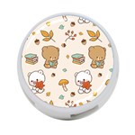 Bear Cartoon Background Pattern Seamless Animal 4-Port USB Hub (One Side) Front