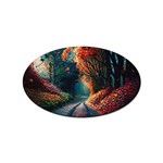 Forest Autumn Fall Painting Sticker (Oval) Front