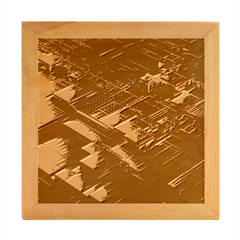 Architectural Design Abstract 3d Neon Glow Industry Wood Photo Frame Cube by 99art