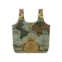 Vintage World Map Travel Geography Full Print Recycle Bag (s) by B30l
