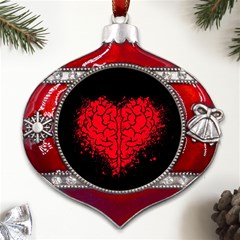Heart Brain Mind Psychology Doubt Metal Snowflake And Bell Red Ornament by Cowasu