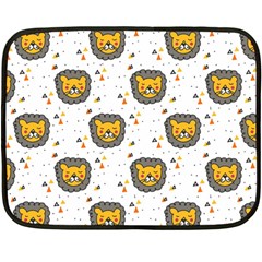 Lion Heads Pattern Design Doodle Two Sides Fleece Blanket (mini) by Cowasu