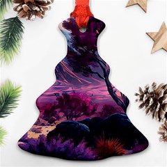 Landscape Landscape Painting Purple Purple Trees Ornament (christmas Tree)  by Cowasu