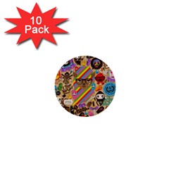 Multicolored Doodle Art Wallpaper 1  Mini Buttons (10 Pack)  by Cowasu