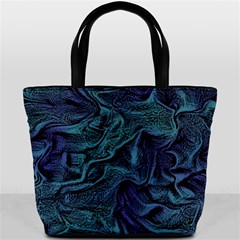 Abstract Blue Wave Texture Patten Bucket Bag by Bangk1t