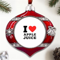 I Love Apple Juice Metal Snowflake And Bell Red Ornament by ilovewhateva