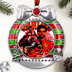 Carlos Sainz Metal X mas Ribbon With Red Crystal Round Ornament by Boster123