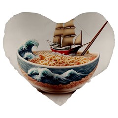 Noodles Pirate Chinese Food Food Large 19  Premium Heart Shape Cushions by Ndabl3x