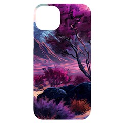 Landscape Painting Purple Tree Iphone 14 Plus Black Uv Print Case by Ndabl3x