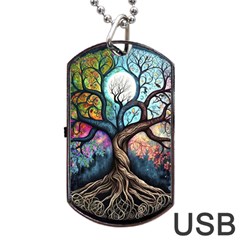 Tree Colourful Dog Tag Usb Flash (one Side) by Ndabl3x