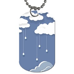 Blue Clouds Rain Raindrops Weather Sky Raining Dog Tag (one Side) by Wav3s