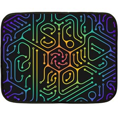 Circuit Hexagonal Geometric Pattern Background Pattern Fleece Blanket (mini) by Wav3s