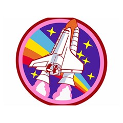 Badge-patch-pink-rainbow-rocket Two Sides Premium Plush Fleece Blanket (extra Small) by Wav3s