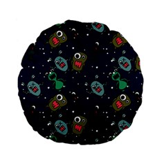 Monster-alien-pattern-seamless-background Standard 15  Premium Flano Round Cushions by Wav3s