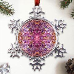 Indian Summer Patterns Metal Large Snowflake Ornament by kaleidomarblingart