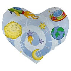 Science Fiction Outer Space Large 19  Premium Heart Shape Cushions by Ndabl3x