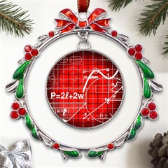 Geometry Mathematics Cube Metal X mas Wreath Ribbon Ornament by Ndabl3x