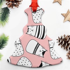 Cute Cats Cartoon Seamless-pattern Christmas Tree Ornament (two Sides) by Vaneshart