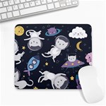Space Cat Illustration Pattern Astronaut Large Mousepad Front