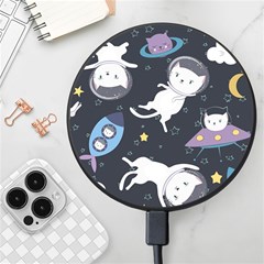 Space Cat Illustration Pattern Astronaut Wireless Fast Charger(black) by Wav3s