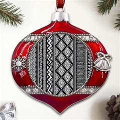 Tribal African Pattern Metal Snowflake And Bell Red Ornament by Cowasu