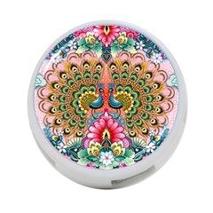 Pink Peacock Bird Pattern Texture 4-port Usb Hub (one Side) by Cowasu