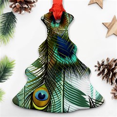 Peacock Feathers Feather Blue Green Christmas Tree Ornament (two Sides) by Cowasu