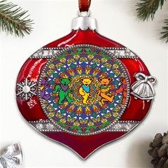 Grateful Dead Pattern Metal Snowflake And Bell Red Ornament by Cowasu