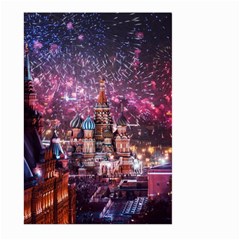 Moscow Kremlin Saint Basils Cathedral Architecture  Building Cityscape Night Fireworks Large Garden Flag (two Sides) by Cowasu