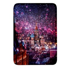 Moscow Kremlin Saint Basils Cathedral Architecture  Building Cityscape Night Fireworks Rectangular Glass Fridge Magnet (4 Pack) by Cowasu